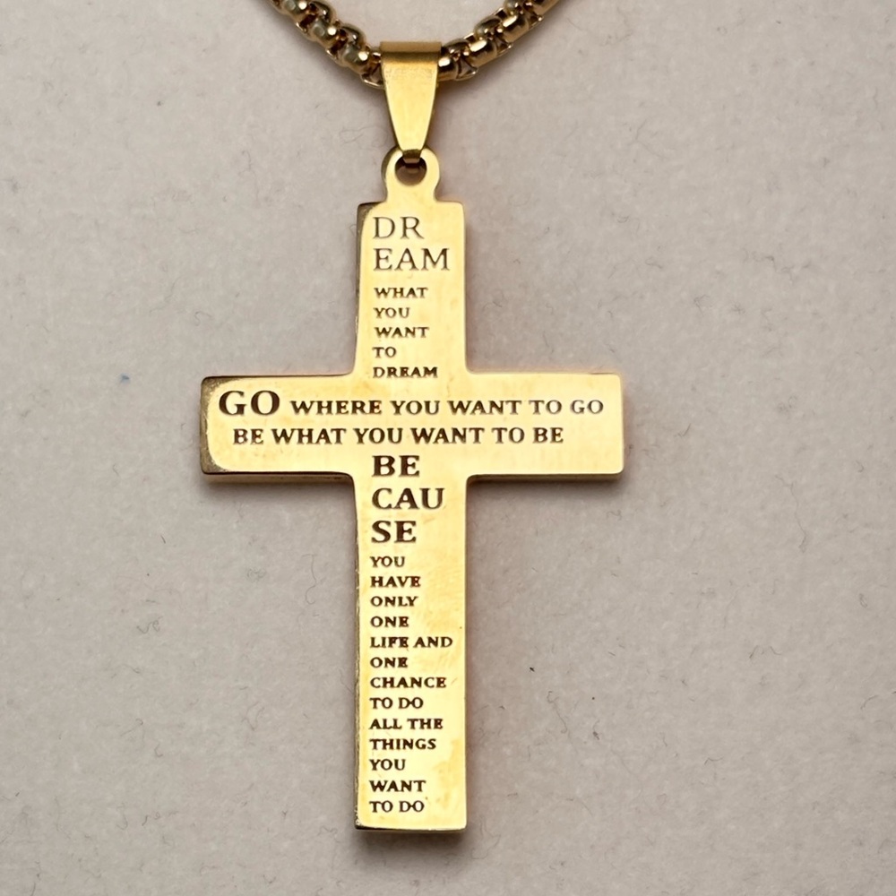 Gold Cross With American Flag Necklace - Picture 7 of 10